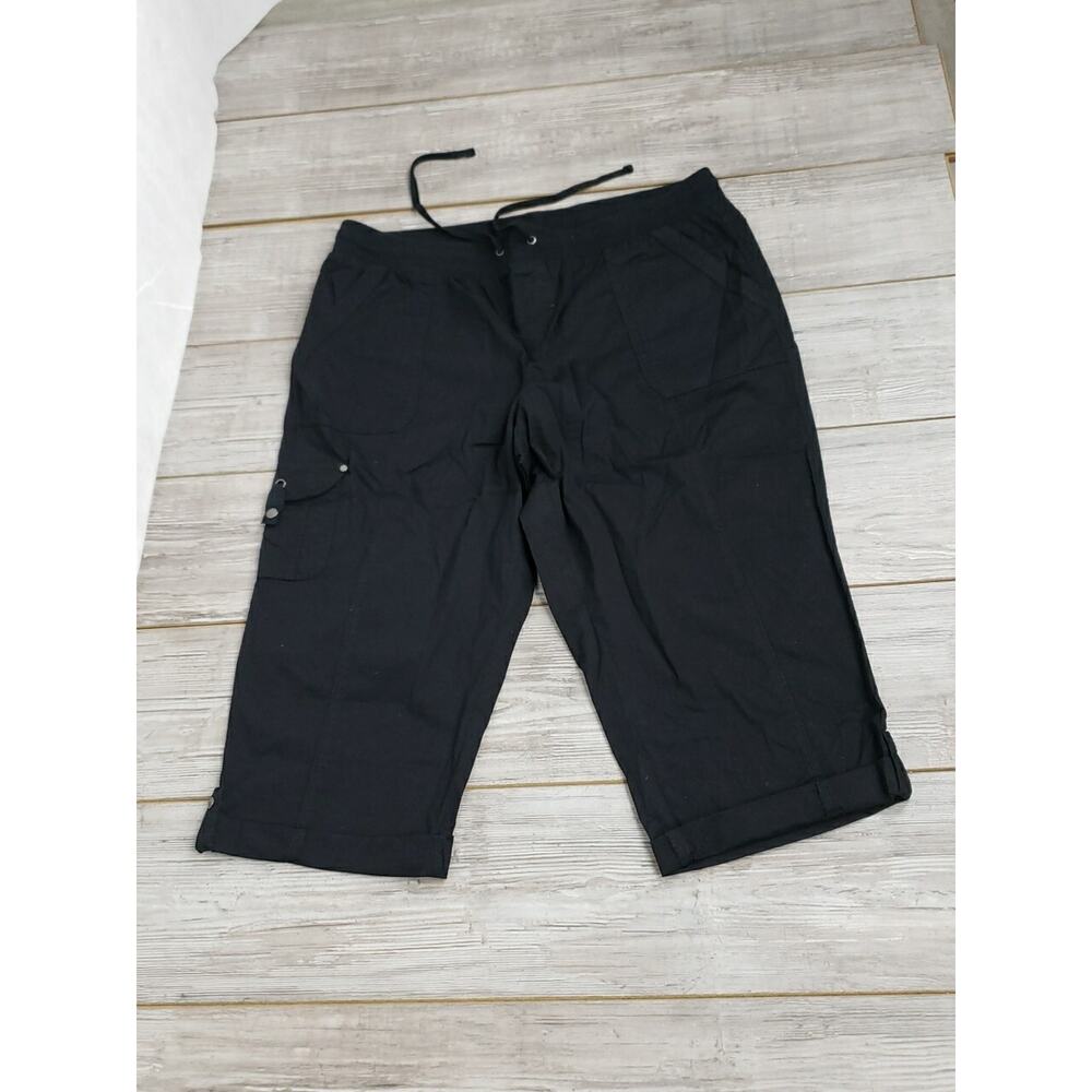 Avenue by City Chic Ladies Black Cargo Style Pant Elastic Waist Cotton SZ 18